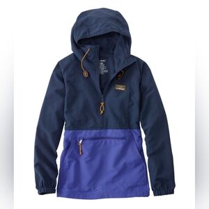 Womens NWT LG L.L. Bean Blue and Purple Mountain Classic Anorak Waterproof